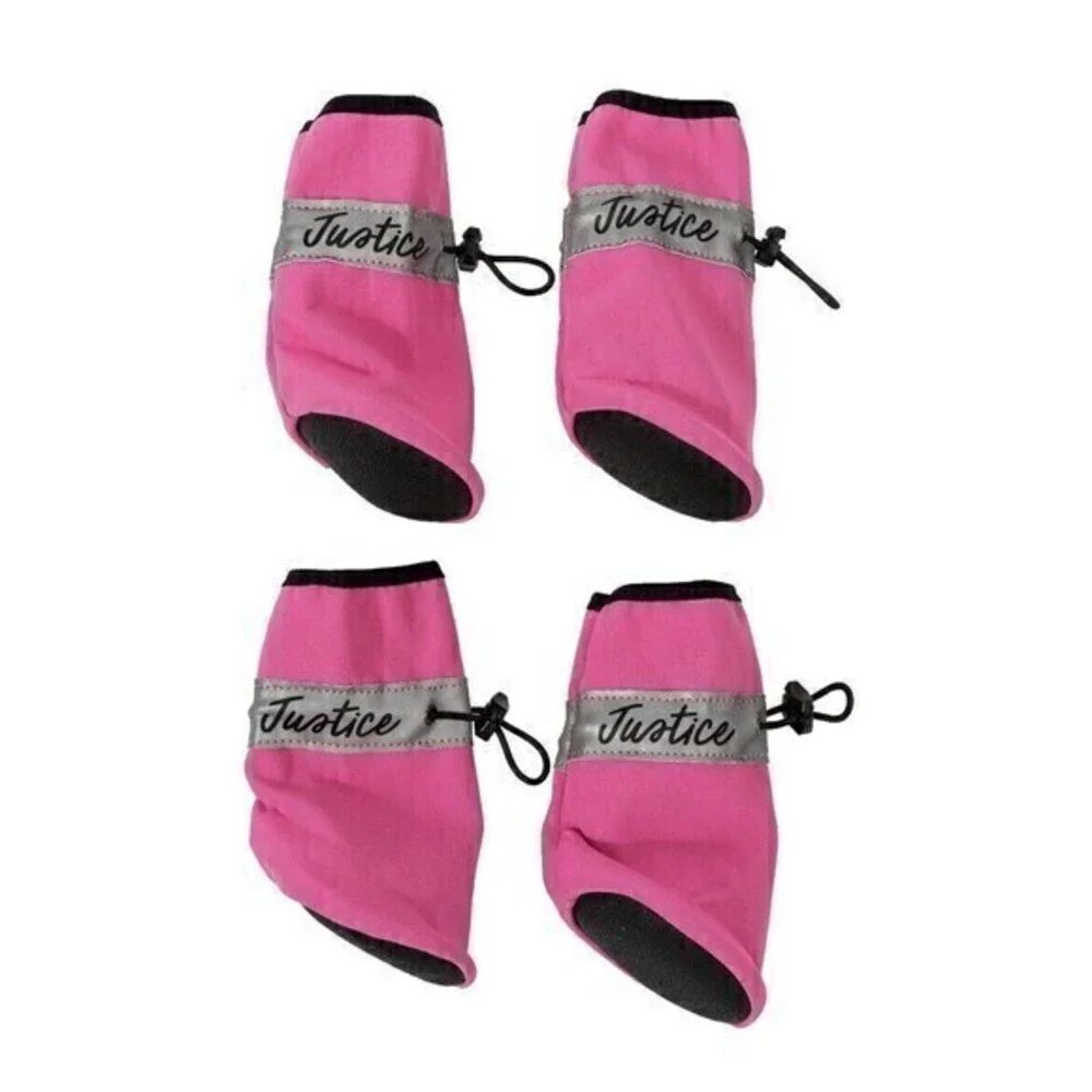NWT Justice Reflective Booties For Pets Pink Silver Dogs Cats Size‎ S